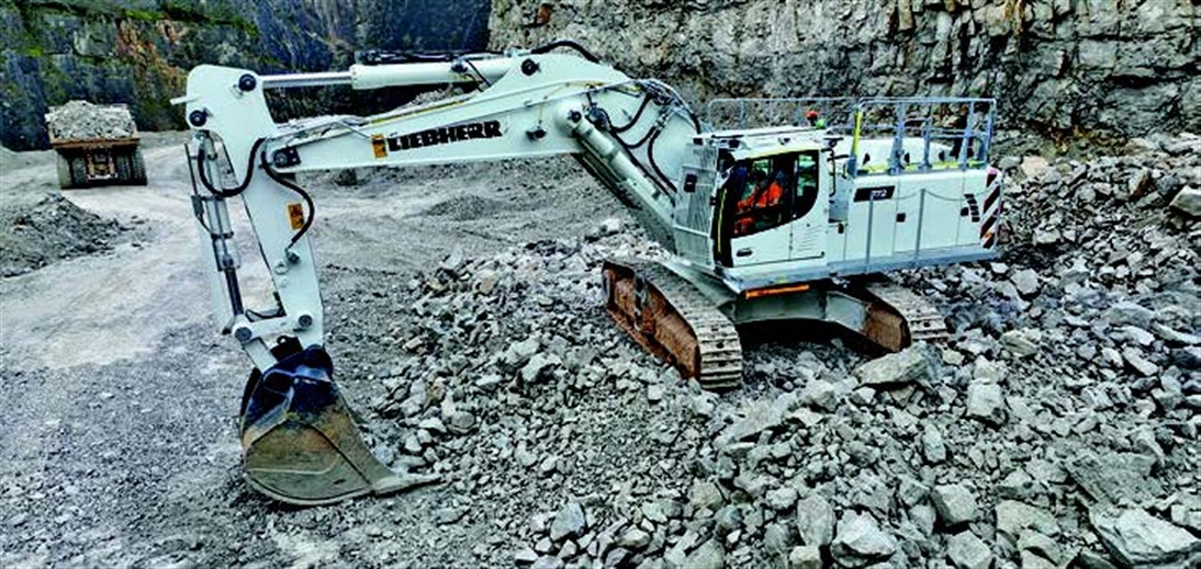 Liebherr 972 excavator at Brassington Moor Quarry