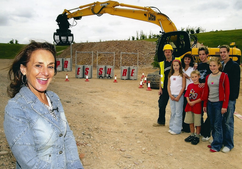 Flashback to 2003-TV star Lesley Joseph with Frank Williamson and wife Sandra and their 5 children  filming for ITV 1's Celebrities Under Pressure