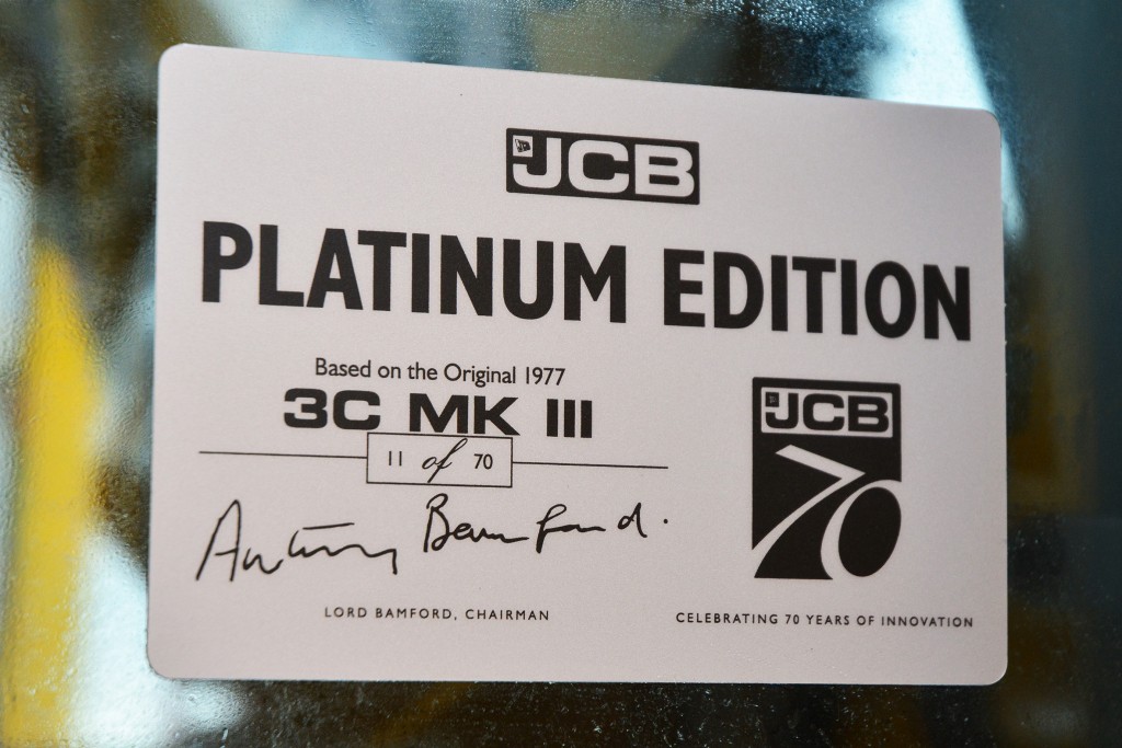 JCB is producing 'Platinum Edition' backhoe loaders to mark its 70th anniversary