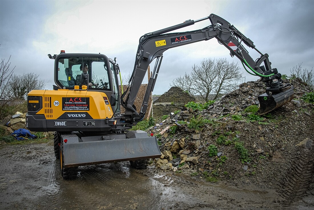 New Volvo compact wheeled excavator for ACS Building Services