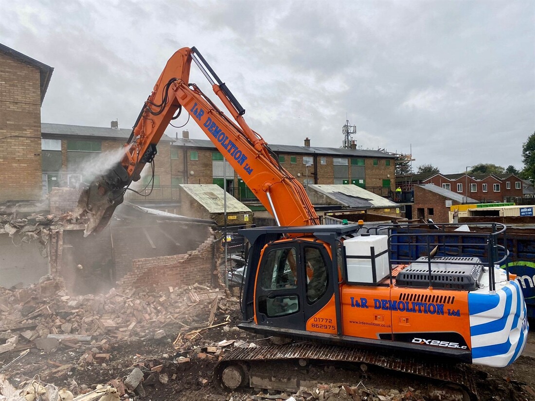 Doosan excavator with dust suppression system