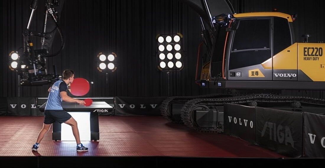 Volvo Excavator Rises to the Ping Pong Challenge