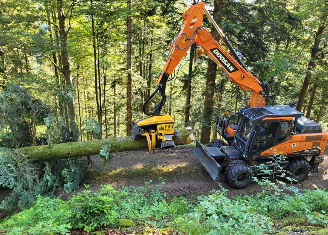 New Doosan DX210W-7 in the forest