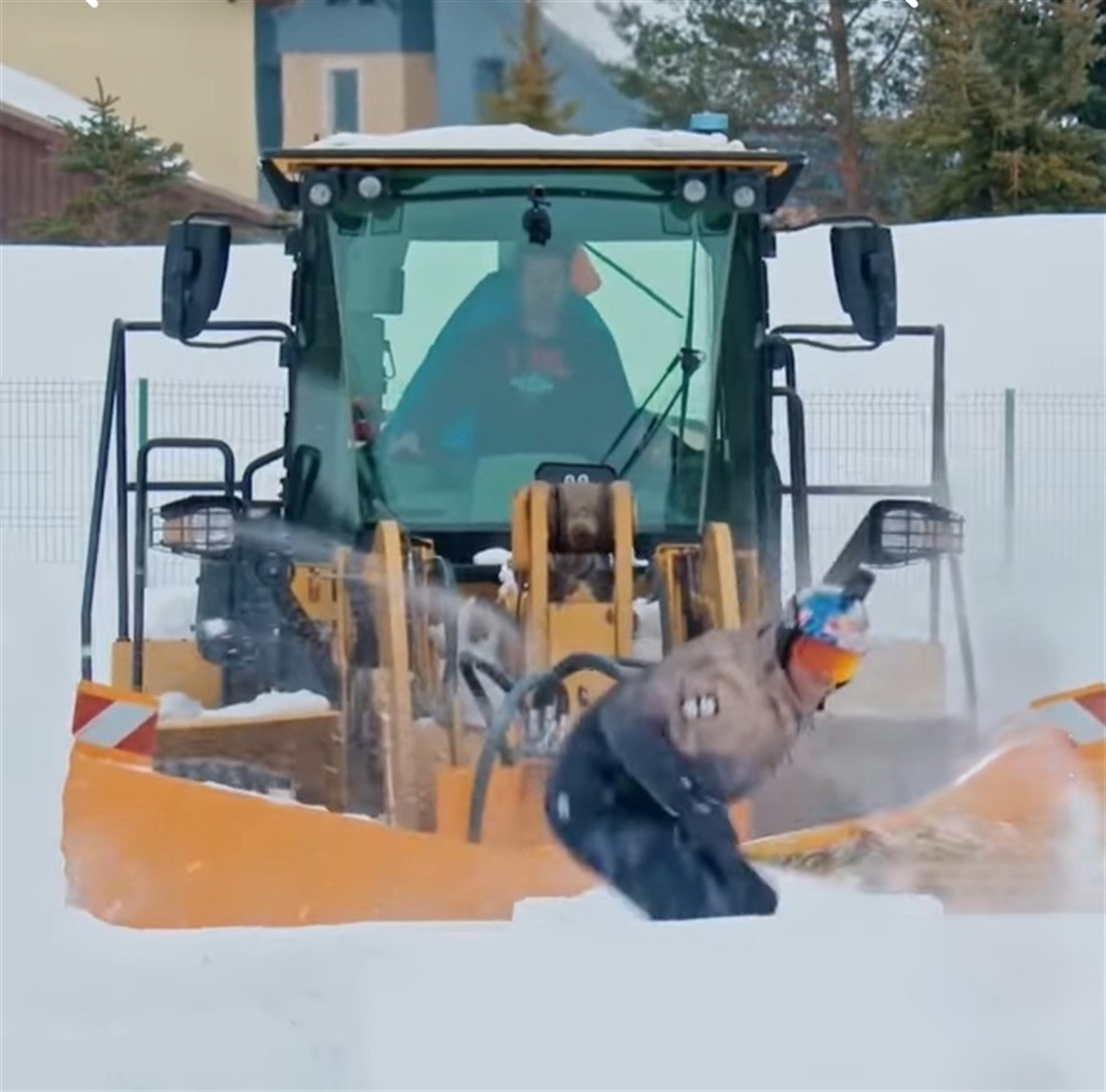 Snow Boarder v Loader Plough  The Chase is On! (Blog Post Re-Visited)